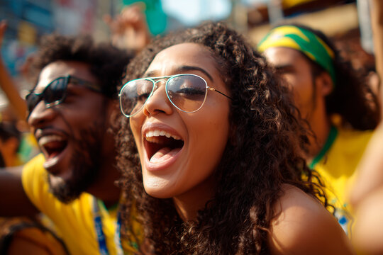 Torcedores Brasileiros Comemorando na Copa do Mundo