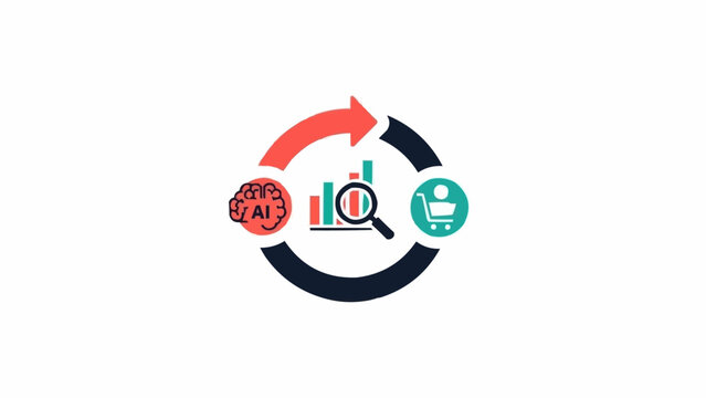 Circular Infographic with Icons and Magnifying Glass.