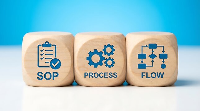Business process management wooden blocks