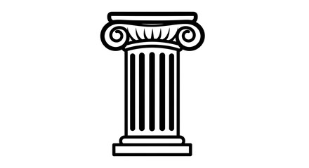 A black and white illustration of a classical Ionic column on a white background