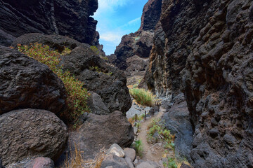 Hiking trail through Masca gorge