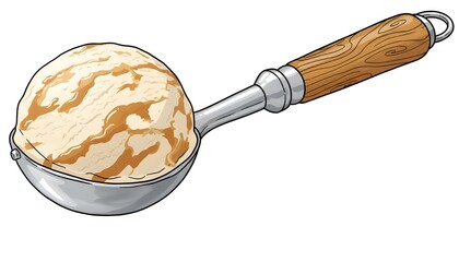 Ice Cream Scoop Vanilla Caramel Swirl Illustration Isolated