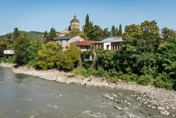 Beautiful old houses close to the river Rioni in Kutaisi, Georgia