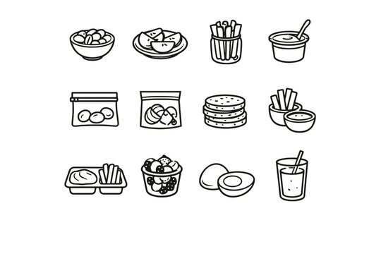 Image apple jar yogurt icon generation sliced simple vector rice pouch cup