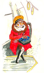 Woman Wearing Red Coat on Public Transport