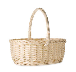 One empty Easter basket isolated on white