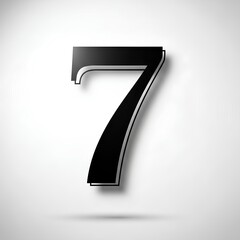 Elegant Black Number Seven with a Subtle Shadow on a Clean White Background
