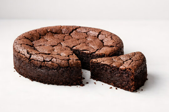 Minimalist Flourless Chocolate Cake Highlighting Texture and Depth Under Controlled Studio Light