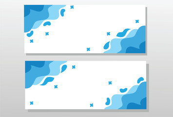 Banner two white banners featuring blue shapes and crosses perfect for various design needs.