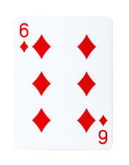 Obraz premium Six of diamonds playing card showing red diamond suits