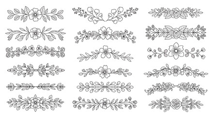 Obraz premium Set of 12 floral borders and frames illustrations