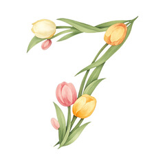 Obraz premium PNG Floral number seven illustration.