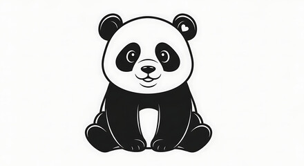 Black and white panda bear illustration © Rafia
