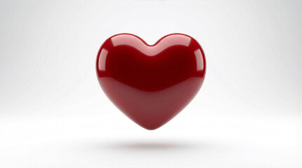 Fototapeta premium A shiny red heart floating in mid-air on a white background