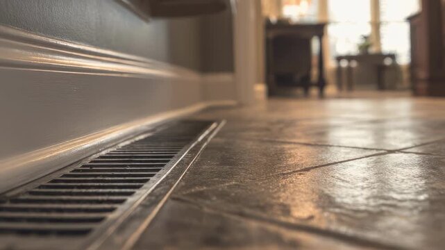 Focused view of innovative nontoxic traps placed along wall baseboard main object sharp with outoffocus household environment.