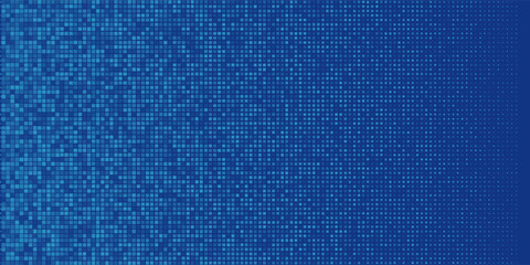 Blue pixel background. Abstract digital pattern with square elements grid. Futuristic dotted mesh with gradient effect. Geometric minimal digital design. Eps10 © Selviana