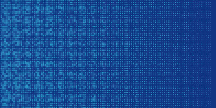 Blue pixel background. Abstract digital pattern with square elements grid. Futuristic dotted mesh with gradient effect. Geometric minimal digital design. Eps10