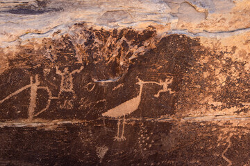 Ancient petroglyphs at Petrified Forest National Park, Arizona