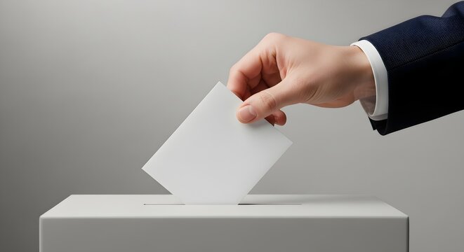 Voting Right Illustration Featuring a Hand Dropping Ballot Into the Ballot Box