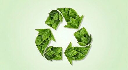 Obraz premium A recycle symbol crafted from fresh green leaves, symbolizing environmental protection