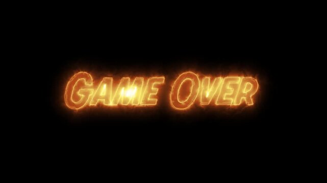 Glowing Game Over Text on Black Background.