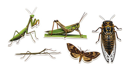 Isolated Cutout Elements on White Background &ndash; Animals, Insects, Flowers and Symbols