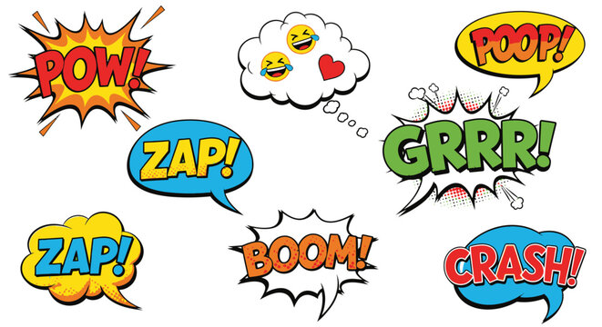 comic book speech bubbles with emotions