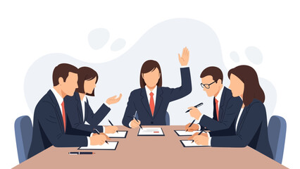 Obraz premium Business Meeting: Team Collaboration and Decision Making in Office