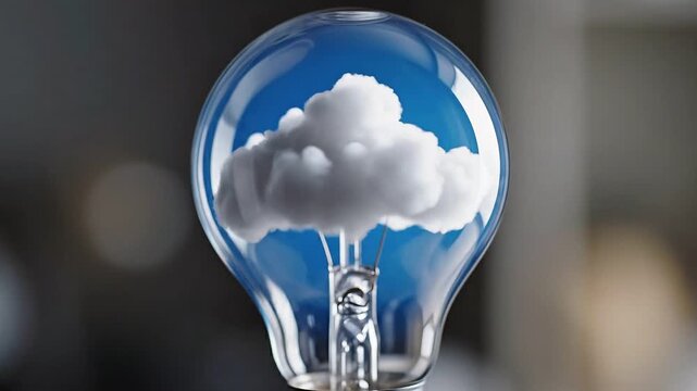 Light bulb with cloud and blue sky inside glass bulb  creative concept of innovative ideas and thinking outside the box