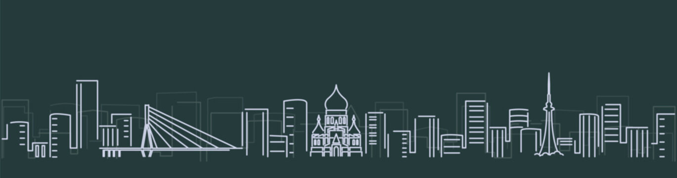 Harbin Simple Lines Skyline on Dark Background
