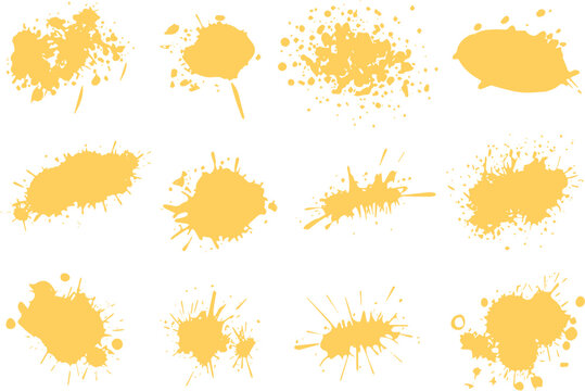 Collection of yellow paint splatters and splashes