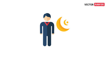 Ramadan Kareem 2026 Islamic Calendar Moon Crescent Religious Celebration Icon and Businessman Concept Icon symbolizing Faith and Business Growth during the Holy Month