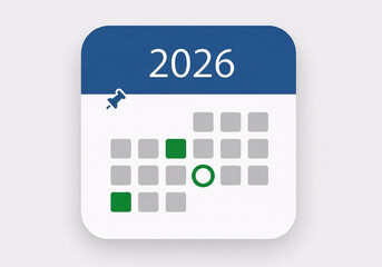 Calendar for the year 2026 showing dates for events and tasks in a simple grid layout