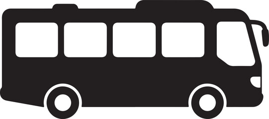 A simple black silhouette of a bus on a white background. © PNG store