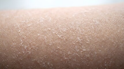 Fototapeta premium Macro Shot of Severely Dry, Flaky Human Skin with Visible Scales and Texture