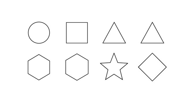 Geometric shapes icons set including circle square triangle and star