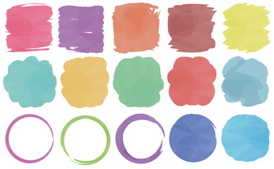 水彩で描いたようなカラフルなフレームのセット