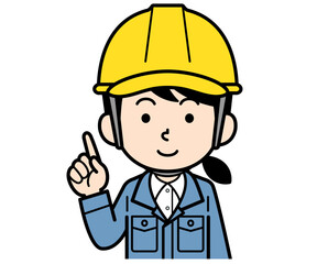 指差しするヘルメットをかぶった現場監督の女性