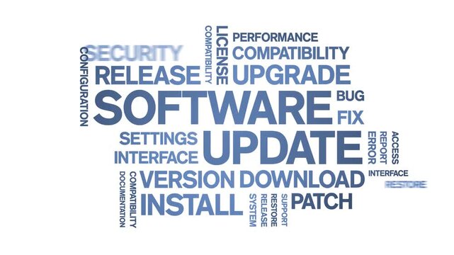 Software Update animated word cloud-gross domestic product animation tag kinetic typography seamless loop.