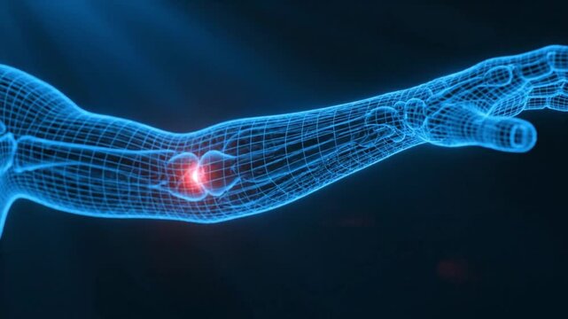 Digital Human Arm Pain and Medical Technology Concept