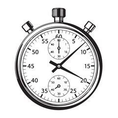 Precise metallic stopwatch with multiple dials and pushers for timing events.