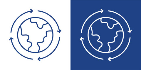 Globalization Blue And White Icon Style Collection