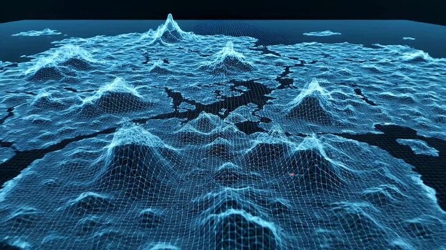 Abstract digital map wireframe terrain visualization