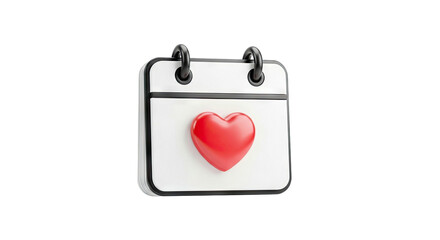 3D Icon of a Calendar with a Red Heart