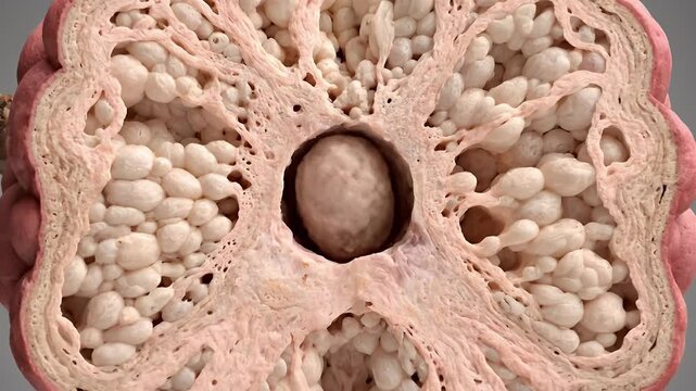 Microscopic Tumor Structure Cross Section Reveals Internal Growth