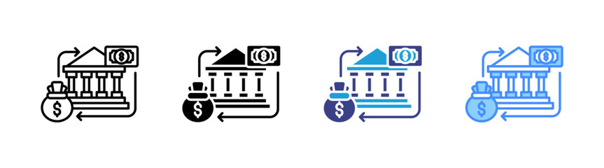 Banking icon set multiple style collection