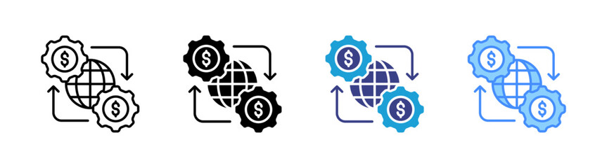 Currency Exchange icon set multiple style collection