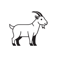 Obraz premium Playful cartoon goat standing calmly on a plain white background illustration.