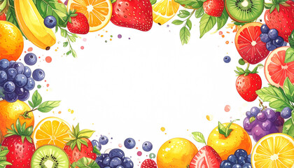 フルーツの飾りフレーム　コピースペース