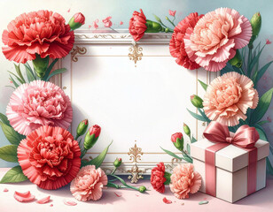 母の日の飾りフレーム　コピースペース